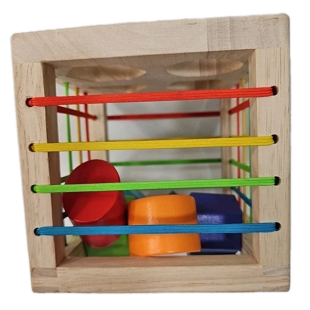 WINIQUEWOODEN SHAPE‎ SORTER CUBE Montessori Toy for 1 YR & Up